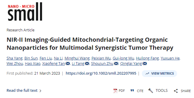 NIR-II Imaging-Guided Mitochondrial-Targeting Organic Nanoparticles for Multimodal Synergistic Tumor Therapy 配图
