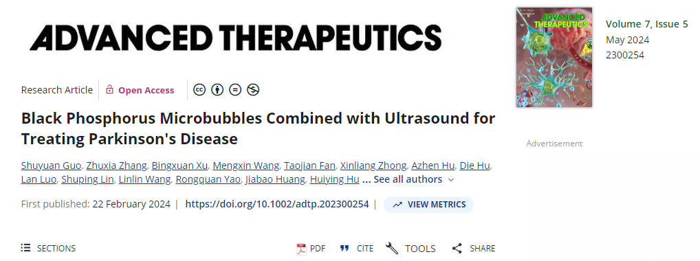 Black Phosphorus Microbubbles Combined with Ultrasound for Treating Parkinson's Disease 配图