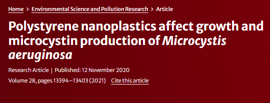 Polystyrene nanoplastics affect growth and microcystin production of Microcystis aeruginosa 