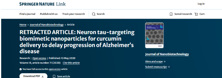 Neuron tau-targeting biomimetic nanoparticles for curcumin delivery to delay progression of Alzheimer’s disease 配图