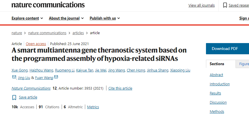 A smart multiantenna gene theranostic system based on the programmed assembly of hypoxia-related siRNAs
