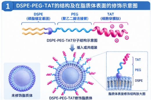 DSPE-PEG-TAT修饰密度对脂质体细胞摄取的影响配图