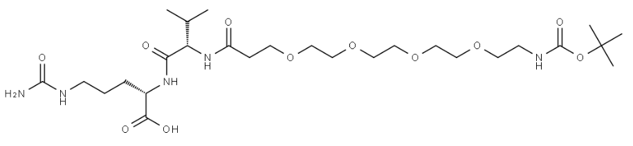 t-Boc-N-amido-PEG4-Val-Cit，叔丁氧羰基-酰胺基-四聚乙二醇-缬氨酸-瓜氨酸 R-572068