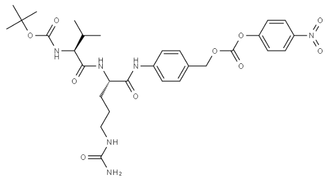 Boc-Val-Cit-PAB-PNP，叔丁氧羰基-缬氨酸-瓜氨酸-对氨基苄基-对硝基苯酚碳酸酯 R-818554