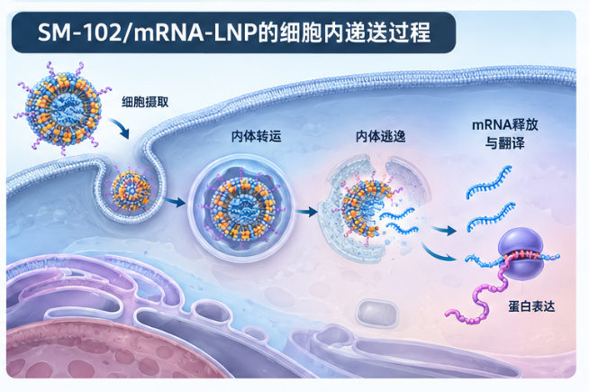 SM-102/mRNA-LNP的细胞内递送过程