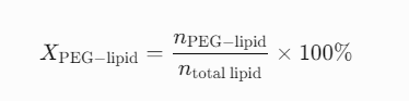 PEG脂质比例通常采用摩尔百分比表示:
