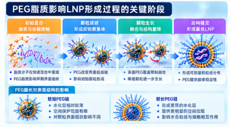 PEG脂质影响LNP形成过程的关键阶段