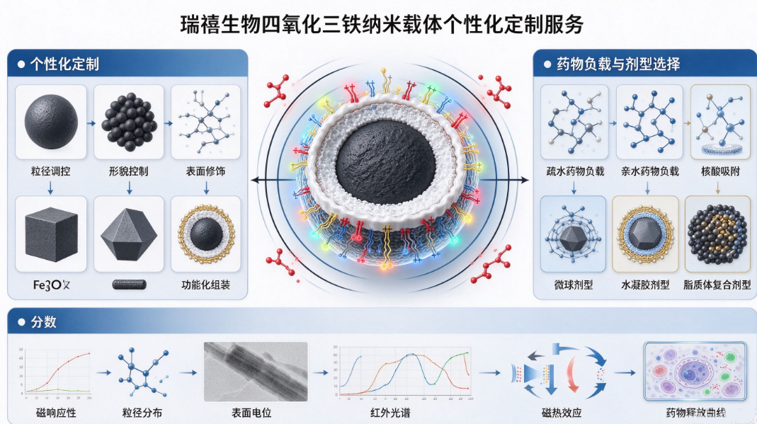 四氧化三铁纳米载体定制，磁性纳米载药与分离材料配图