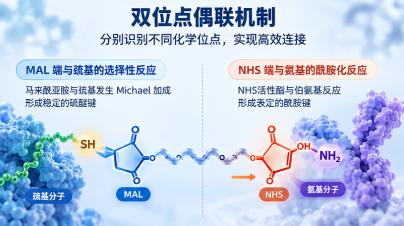 MAL-PEG-NHS 双位点偶联机制