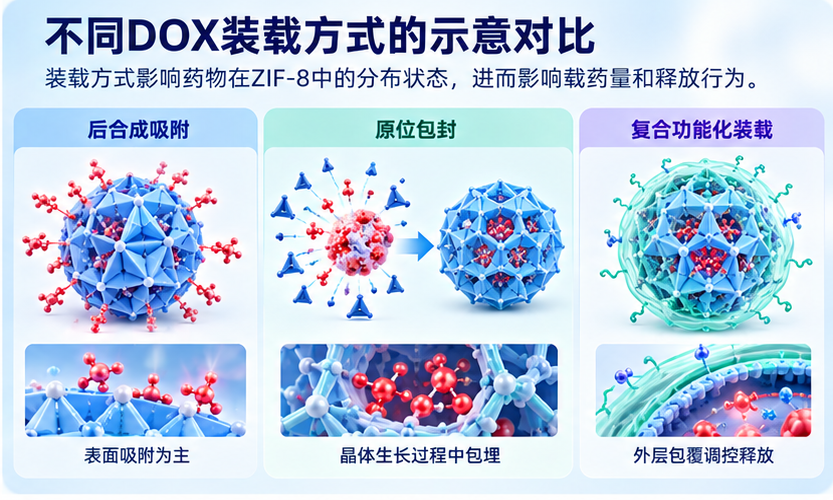不同DOX装载方式的示意对比