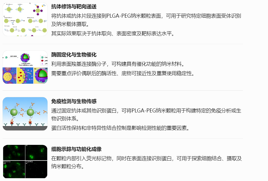 羧基末端功能化纳米颗粒的典型应用
