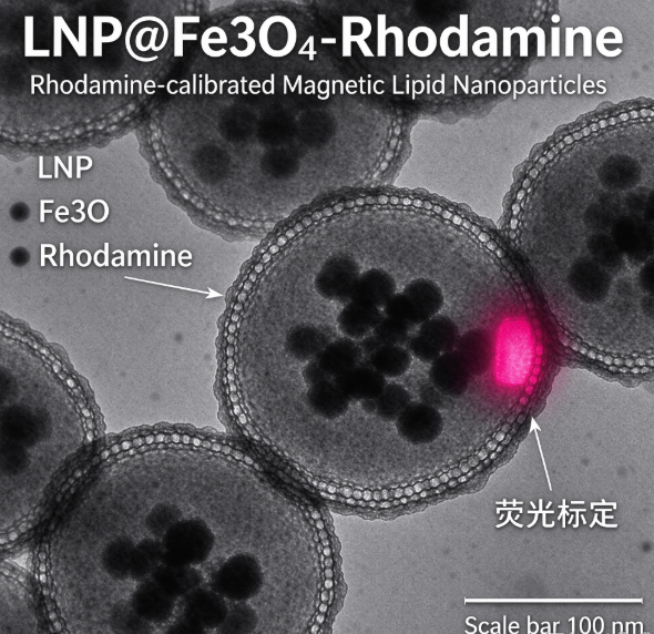 LNP@Fe3O4-Rhodamine，罗丹明荧光标定磁性脂质纳米粒 R-322677