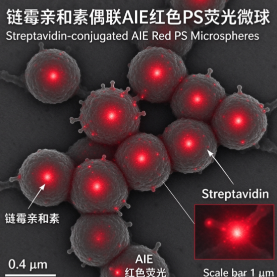 链霉亲和素修饰AIE红色荧光微球（0.4 μm），Streptavidin-AIE Red PS Particles R-914983