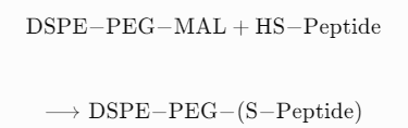 DSPE-PEG-MAL与巯基多肽的偶联主要基于马来酰亚胺与巯基之间的Michael型加成反应