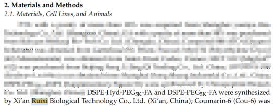 引用瑞禧生物产品： DSPE-Hyd-PEG5K-FA and DSPE-PEG5K-FA