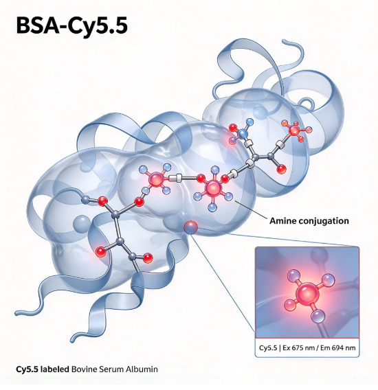BSA-Cy5.5,花菁染料Cy5.5标记牛血清白蛋白 R-363819 产品图