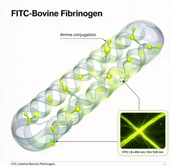 FITC-Bovine Fibrinogen,FITC标记牛纤维蛋白原 R-734254 产品图